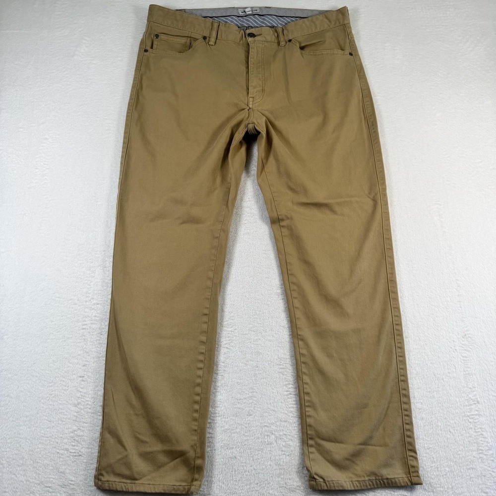 Peter Millar Pants Mens 35 Beige 5 Pocket Cotton Chino Flat Front Casual